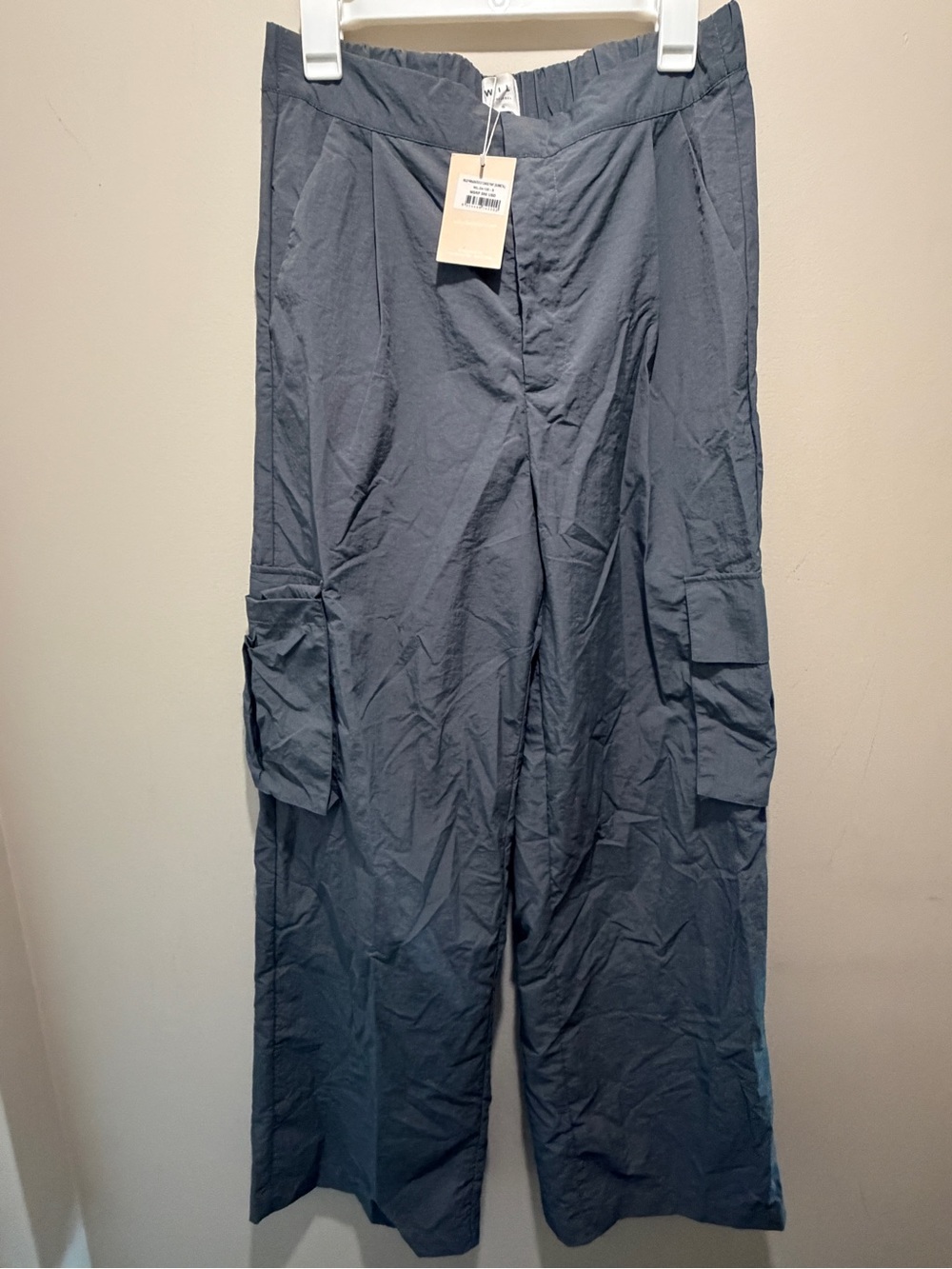 Wilo Wild Parachute Fly Wide Leg Cargo Pants Gunmetal color sz S large pockets